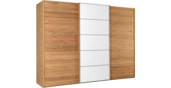 SCHWEBETÜRENSCHRANK 300/236/67 cm 3-türig  - Eichefarben/Weiß, Design, Glas/Holz (300/236/67cm) - Linea Natura