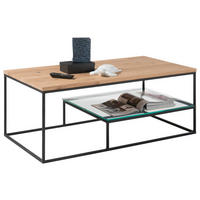 KLUB STOČIĆ  prozirna, crna, boja hrasta  - prozirna/boja hrasta, Moderno, staklo/drvo (110/60/42cm) - Hom`in