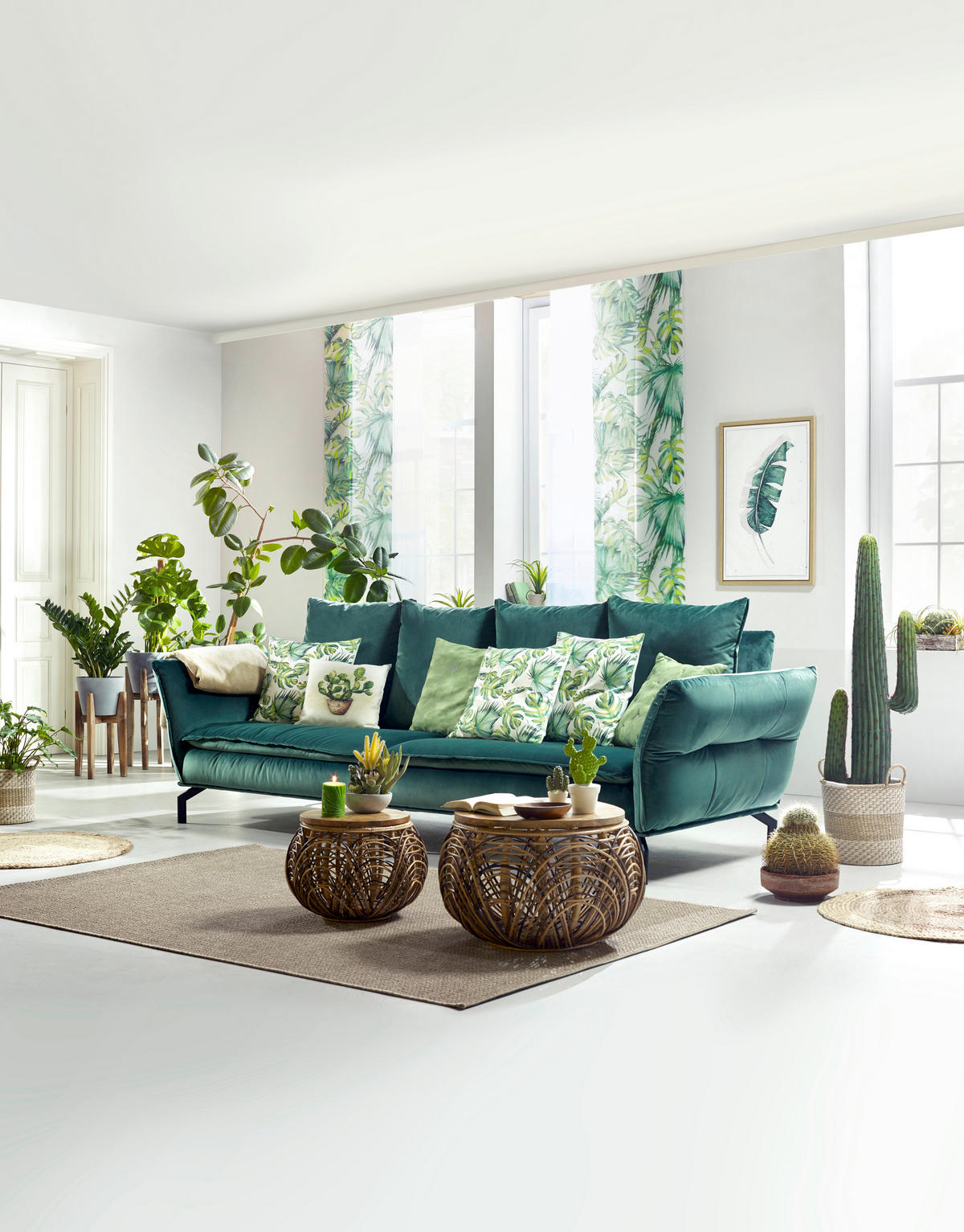MEGA SOFA zelena  - zelena/višebojna, Dizajnerski, metal/tekstil (300/88-45/109cm) - Landscape