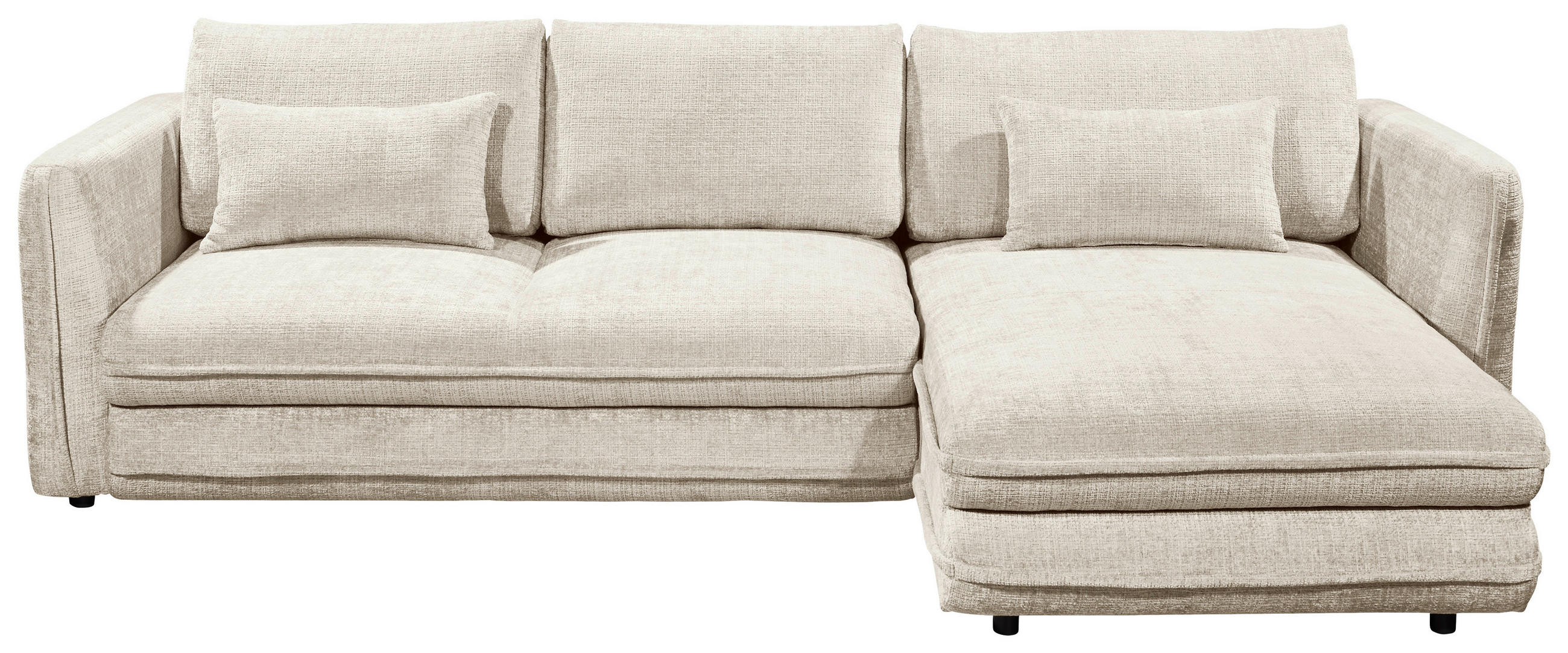ECKSOFA in Mikrovelours Beige  - Beige/Schwarz, Konventionell, Kunststoff/Textil (302/192cm) - MID.YOU