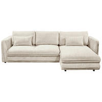 ECKSOFA in Mikrovelours Beige  302/192 cm  - Beige/Schwarz, KONVENTIONELL, Kunststoff/Textil (302/192cm) - MID.YOU