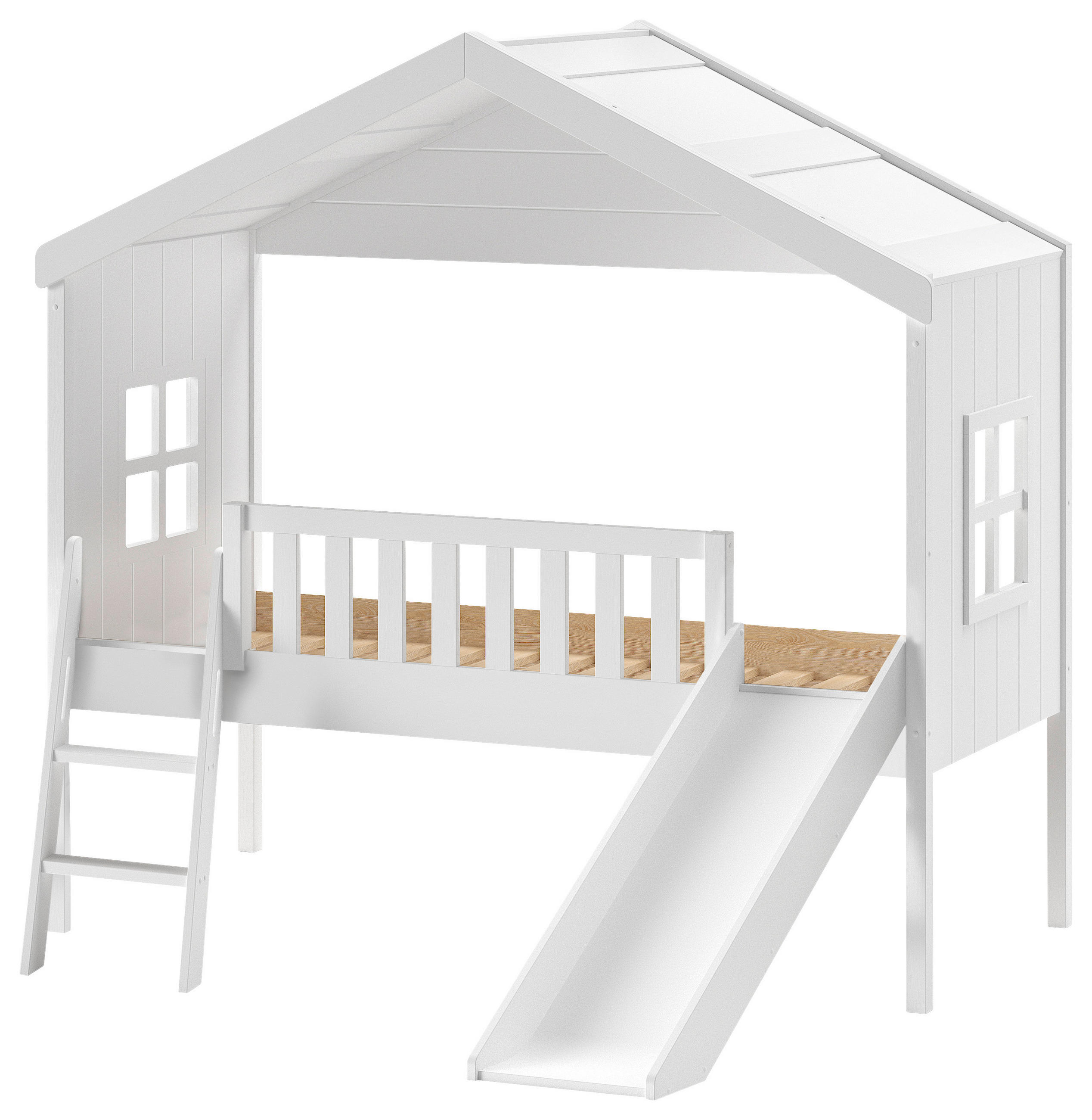 Thumbnail - Vipack Hausbett, Weiß, Holz, Kiefer, teilmassiv, Höhe ca. 20 cm, 90x200 cm, nicht verstellbar, Kinder- & Jugendzimmer, K...