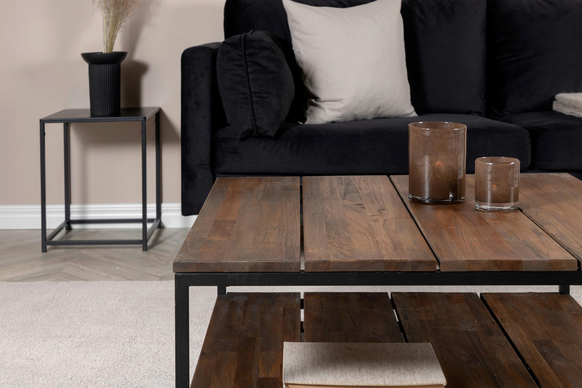 COUCHTISCH in Holz, Metall 80/80/40 cm  - Schwarz/Braun, Design, Holz/Metall (80/80/40cm) - Livetastic