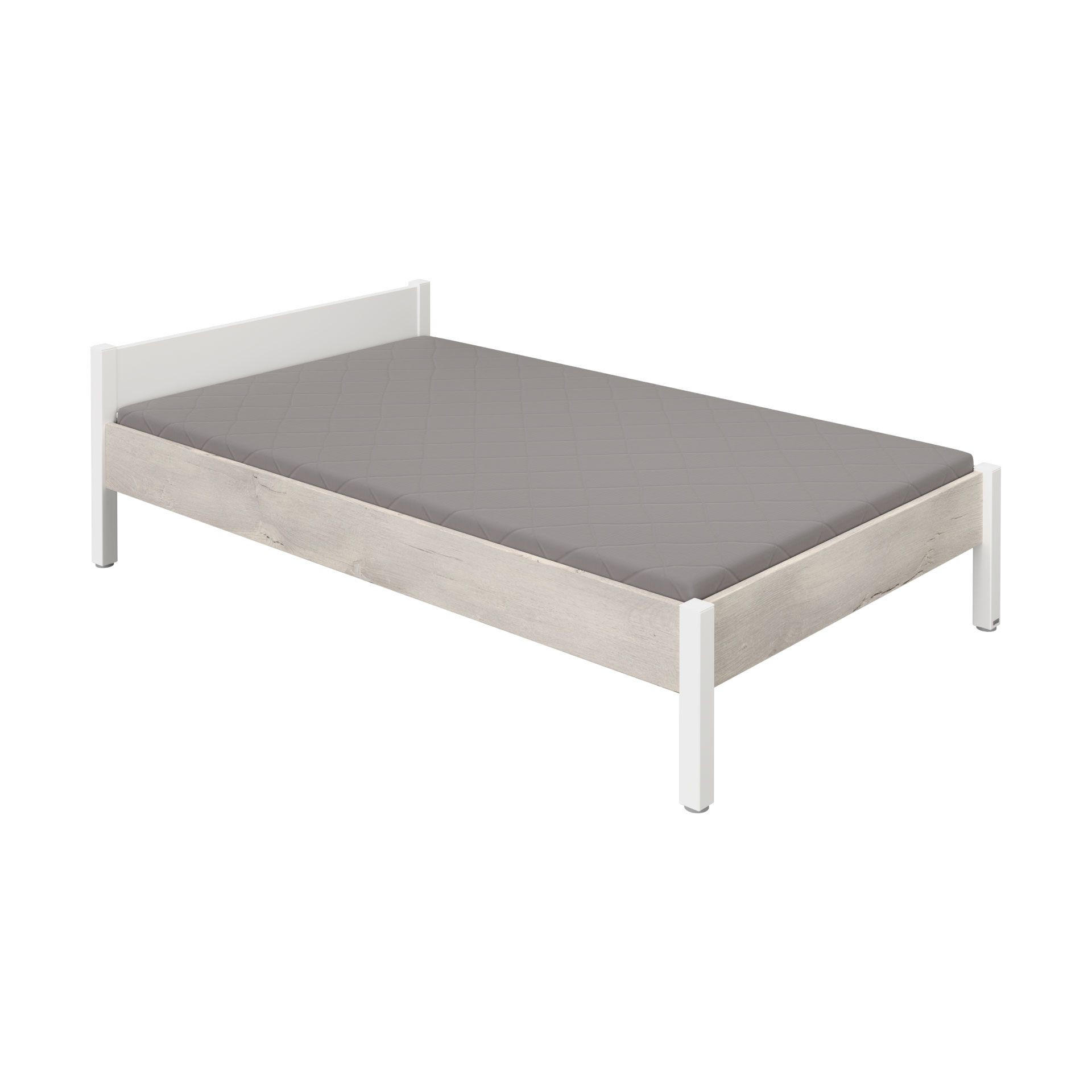 BETT 120/200 cm in Weiß, Silbereichenfarben - Weiß/Silbereichenfarben, Basics, Holzwerkstoff (120/200cm) - Paidi