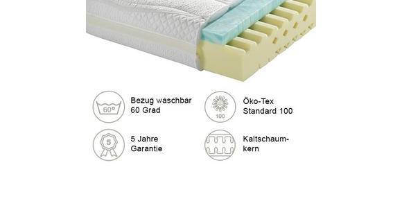 KALTSCHAUMMATRATZE 90/200 cm  - Weiß, Basics, Textil (90/200cm) - Dieter Knoll