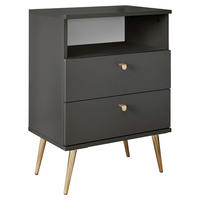 NACHTSCHRANK 50/70/34 cm  - Messingfarben/Graphitfarben, KONVENTIONELL, Holzwerkstoff/Metall (50/70/34cm) - Carryhome