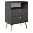 NACHTKÄSTCHEN 50/70/34 cm  in Graphitfarben  - Messingfarben/Graphitfarben, KONVENTIONELL, Holzwerkstoff/Metall (50/70/34cm) - Carryhome