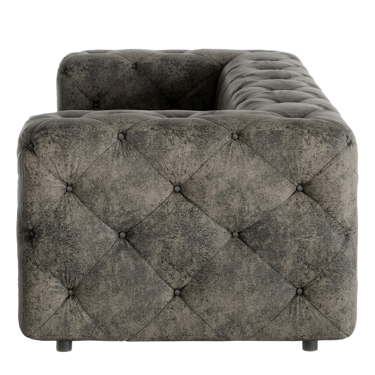 3-SITZER-SOFA Lederlook Anthrazit  - Anthrazit/Schwarz, Design, Kunststoff/Textil (230/71/100cm) - P & B