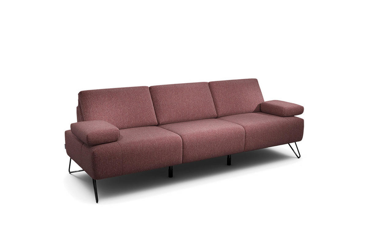 3-SITZER-SOFA Chenille Rot  - Rot/Schwarz, Design, Textil/Metall (234-264/85/86-94cm) - SENSOO