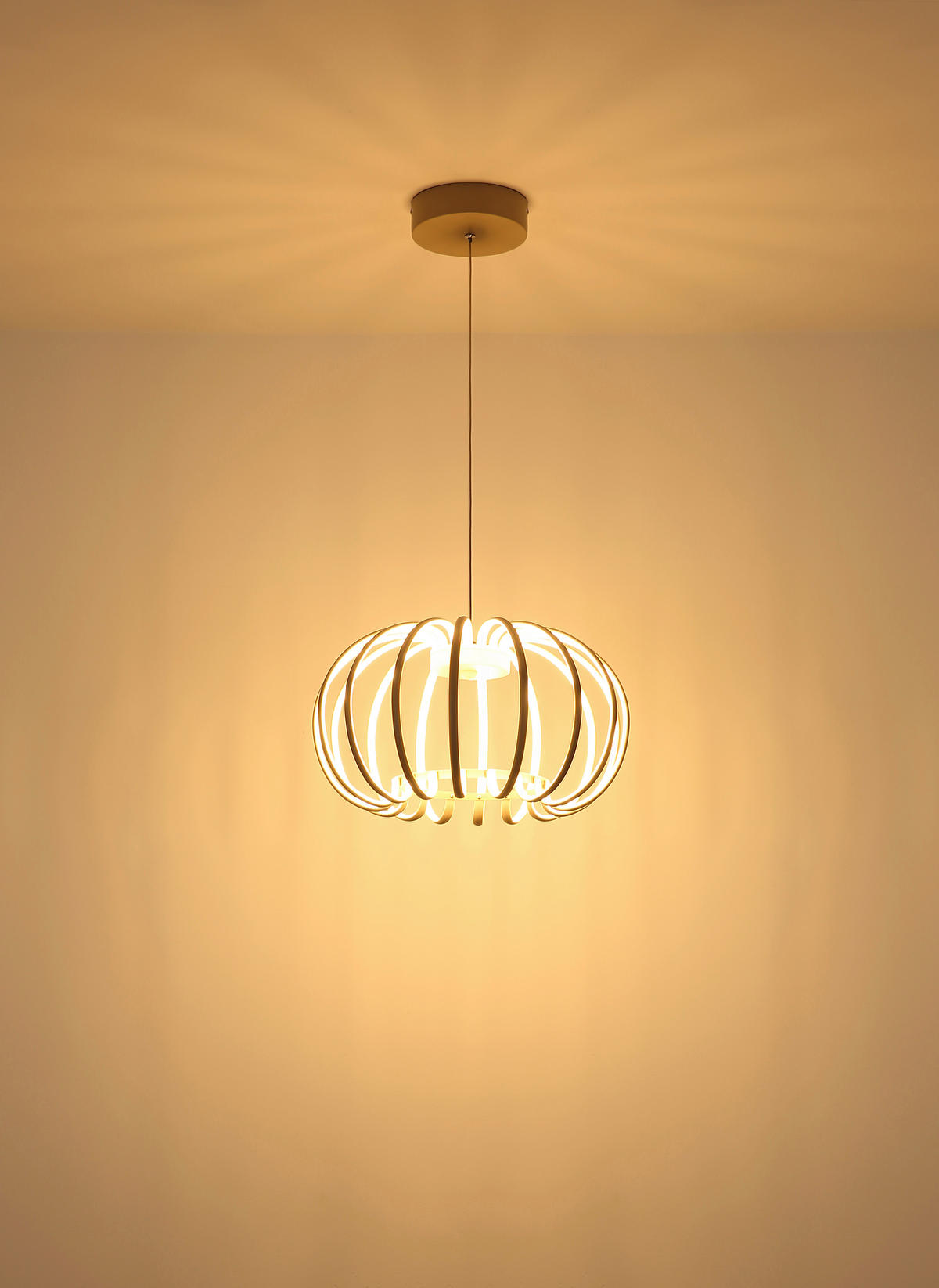 LED-HÄNGELEUCHTE 40/120 cm  - Sandfarben/Weiß, Design, Kunststoff/Metall (40/120cm) - Globo