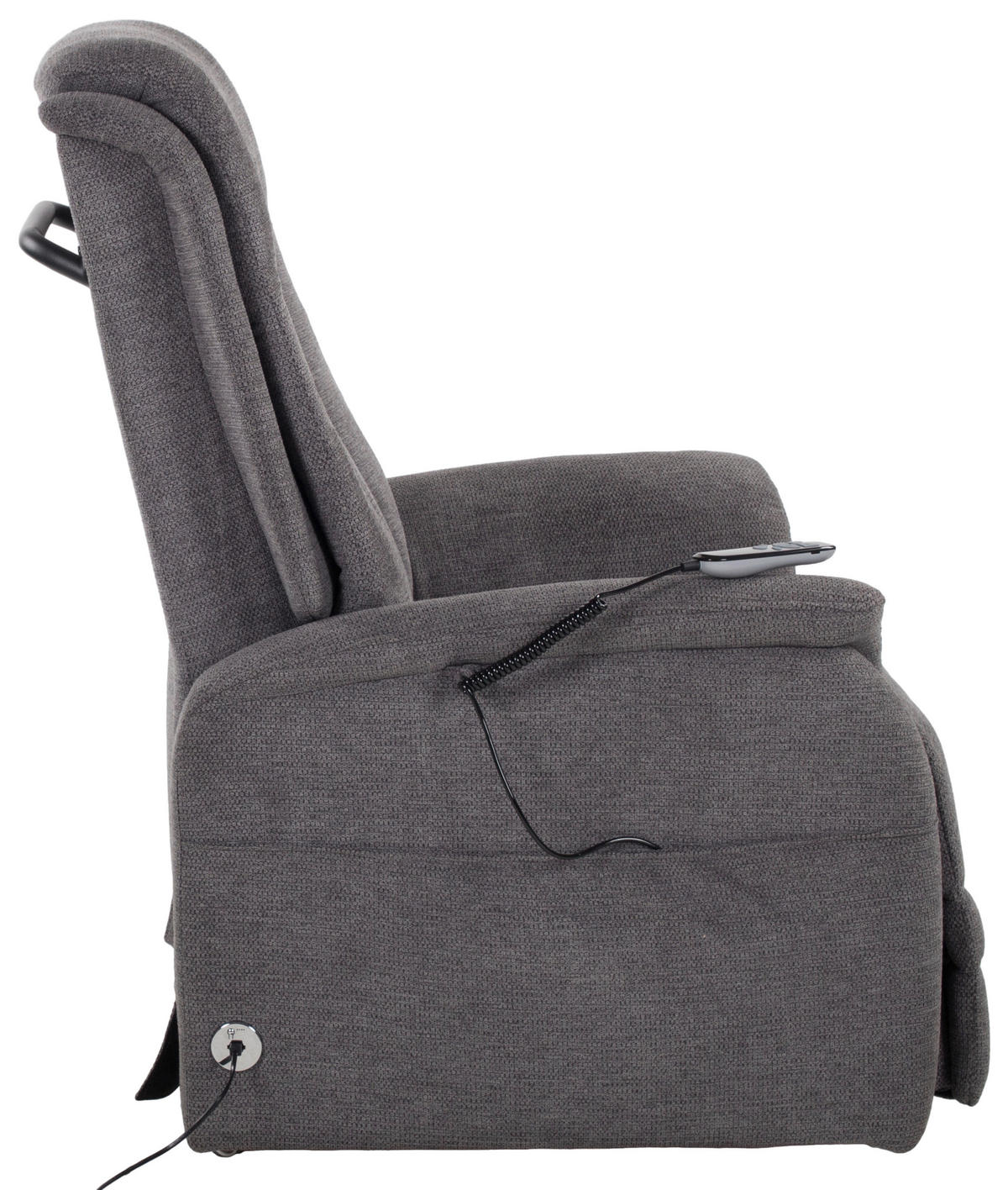 FERNSEHSESSEL  mit Aufstehhilfe Webstoff Dunkelgrau  - Dunkelgrau/Schwarz, KONVENTIONELL, Textil (77/115/90cm) - Cantus