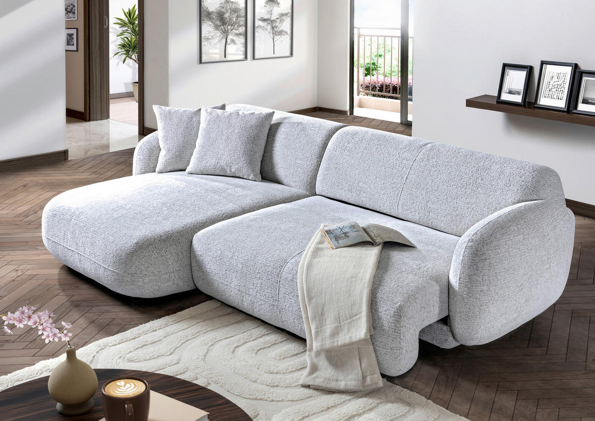 ECKSOFA Schwarz, Weiß Flachgewebe Zierkissen, Rücken echt, Sitztiefenverstellung  - Schwarz/Weiß, MODERN, Kunststoff/Textil (162/275cm) - Carryhome
