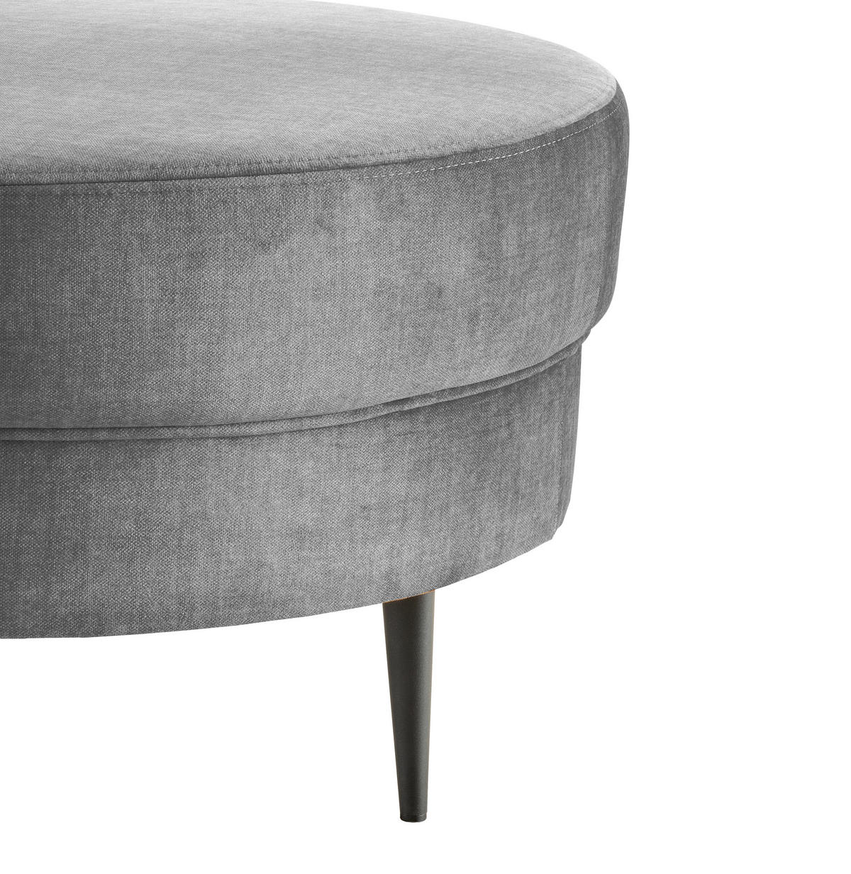 OTTOMANE in Velours Silberfarben  - Silberfarben/Schwarz, Modern, Textil/Metall (211/85/101cm) - Livetastic