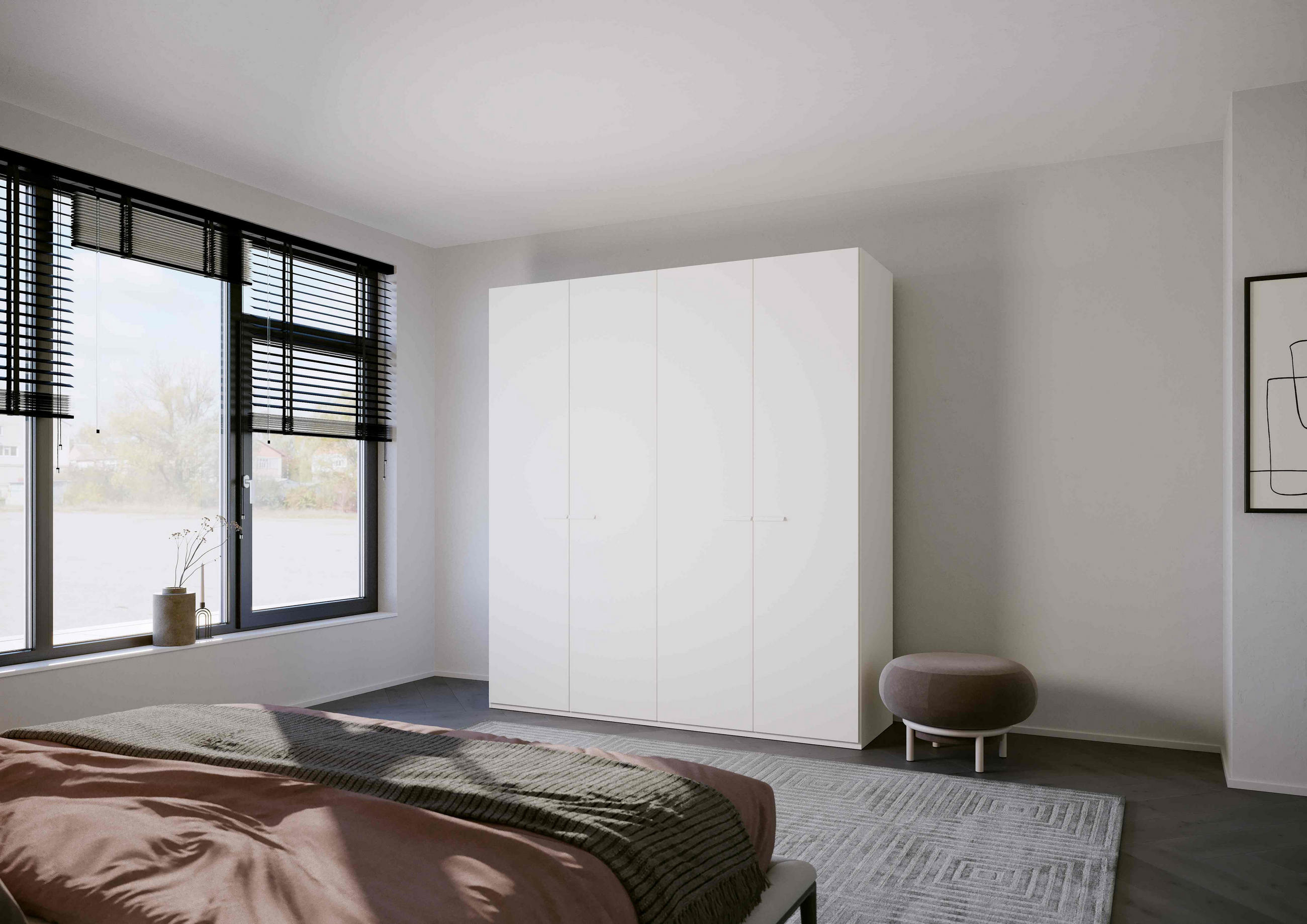DREHTÜRENSCHRANK in Weiss  - Weiss, Trend, Glas/Holzwerkstoff (201/223/60cm) - Novel