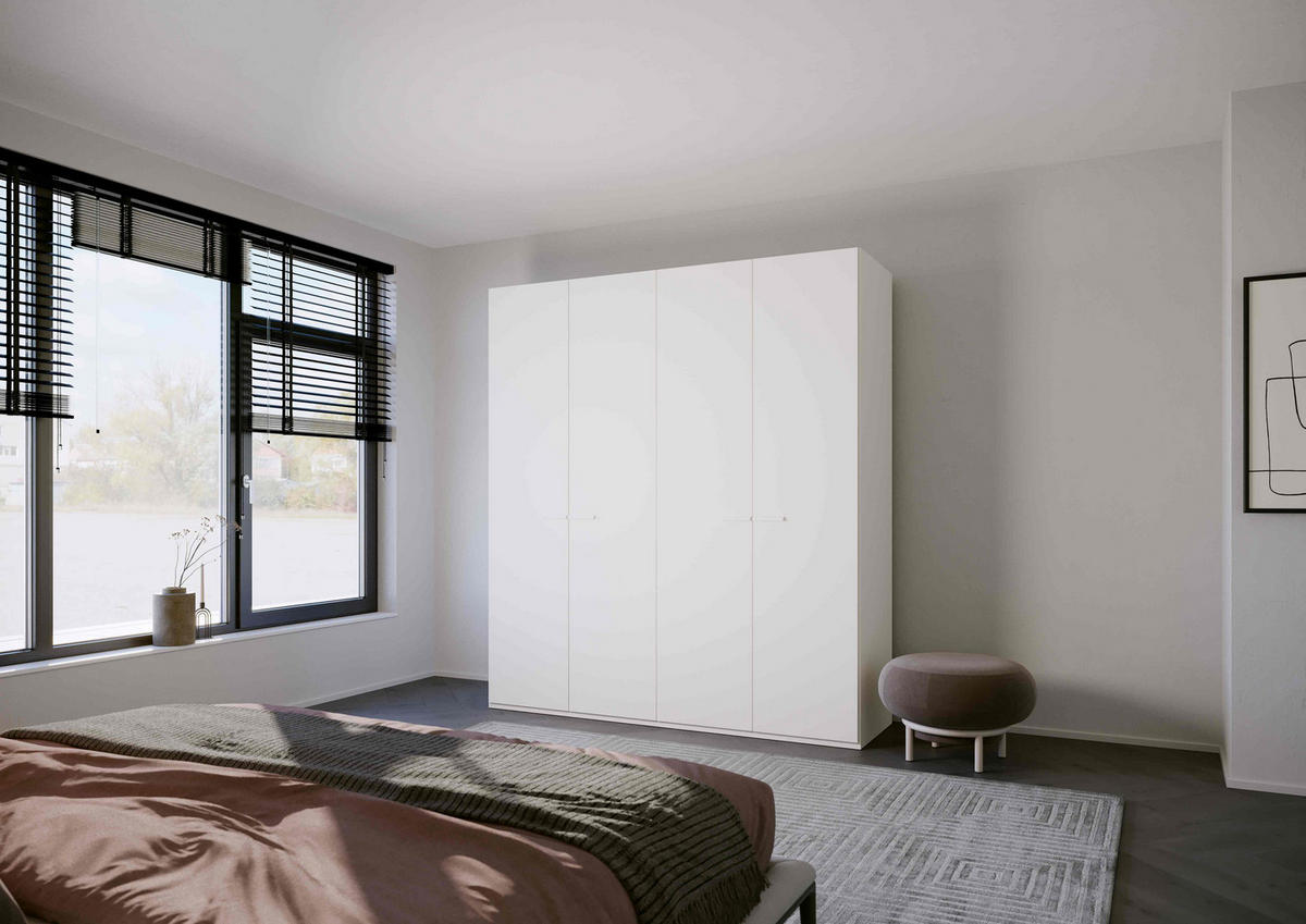DREHTÜRENSCHRANK in Weiss  - Weiss, Trend, Glas/Holzwerkstoff (201/223/60cm) - Novel