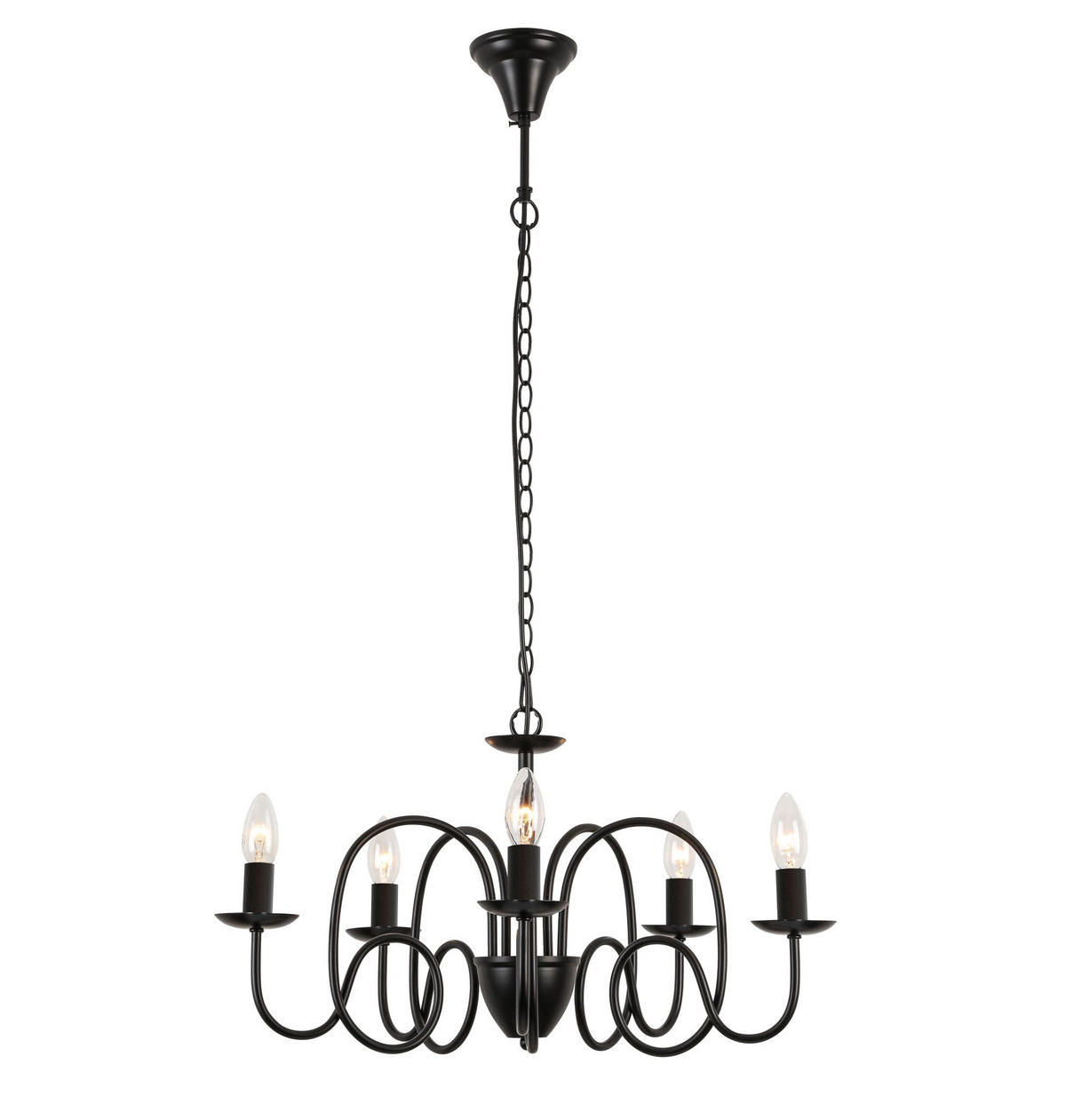 LESTENEC        60/120 cm     5x max 40W W E14 - črna, Basics, kovina (60/120cm) - Marama