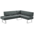 ECKBANK 227/165 cm  in Edelstahlfarben, Dunkelgrau  - Edelstahlfarben/Dunkelgrau, Design, Textil/Metall (227/165cm) - Moderano