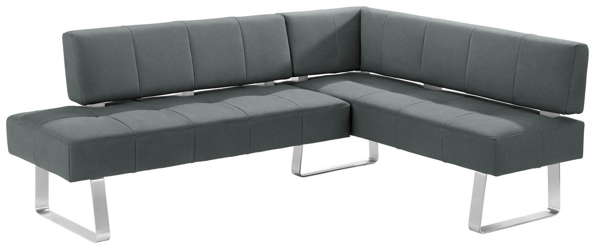 ECKBANK 227/165 cm Mikrofaser Edelstahlfarben, Dunkelgrau Metall   - Edelstahlfarben/Dunkelgrau, Design, Textil/Metall (227/165cm) - Moderano