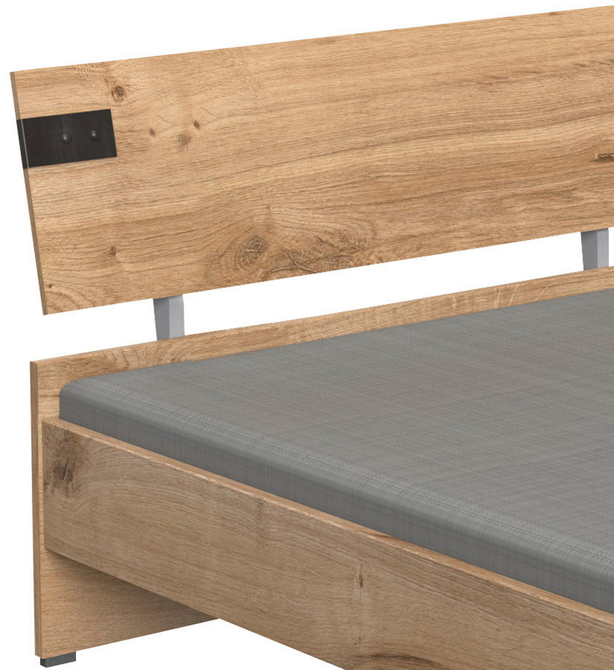 BETT 120/200 cm  in Graphitfarben, Eichefarben  - Eichefarben/Graphitfarben, Design (120/200cm) - MID.YOU