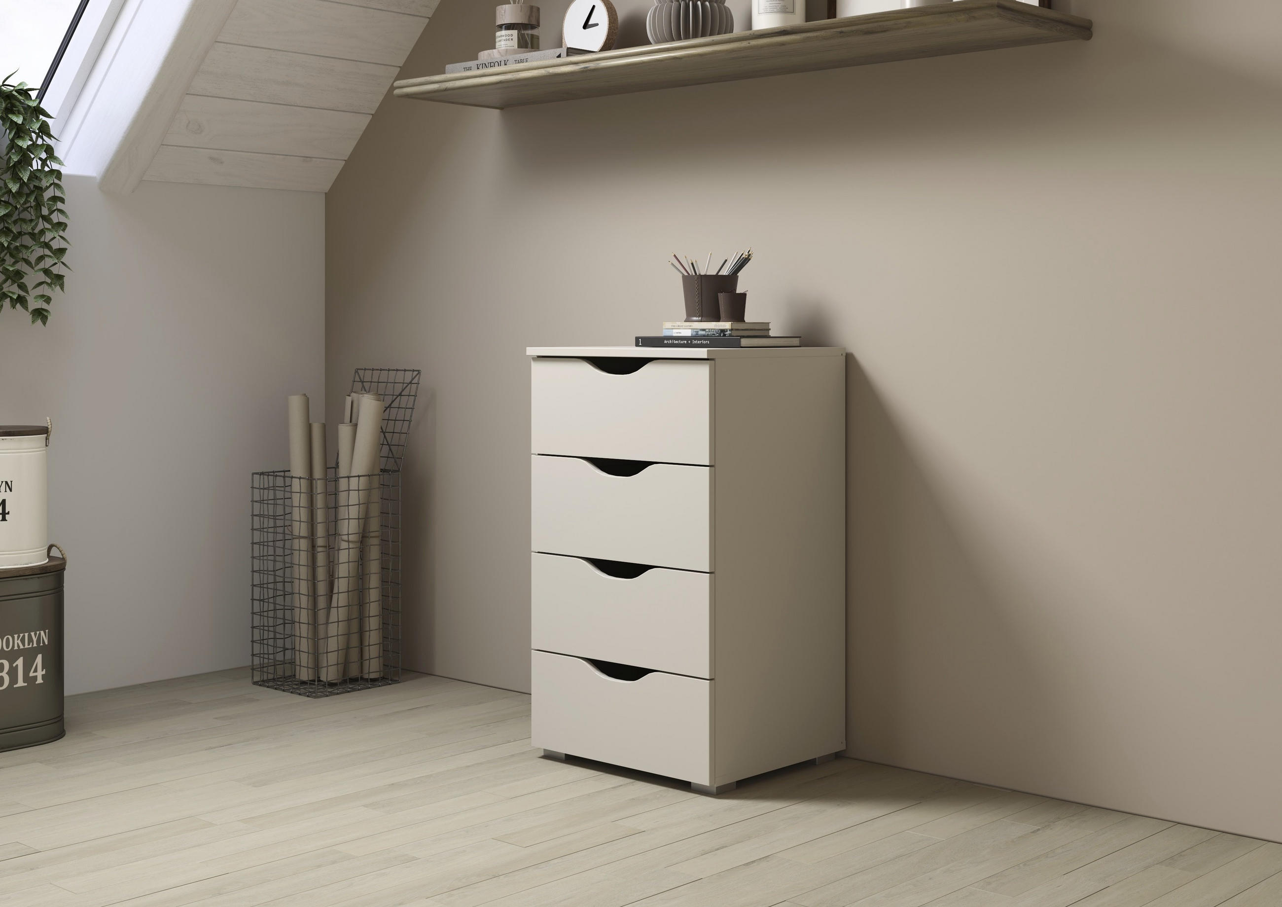 KOMMODE 47/81/42 cm  in Champagner  - Champagner/Silberfarben, Basics, Holzwerkstoff (47/81/42cm) - Boxxx