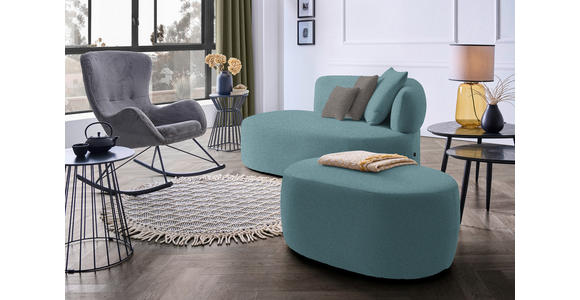 RÉCAMIERE  in Plüsch Graphitfarben, Petrol  - Petrol/Schwarz, MODERN, Kunststoff/Textil (166/86/105cm) - Hom`in