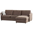 ECKSOFA in Flachgewebe Braun  - Chromfarben/Anthrazit, KONVENTIONELL, Textil/Metall (269/176cm) - Novel