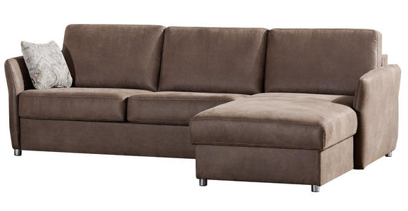 ECKSOFA in Flachgewebe Braun  - Chromfarben/Anthrazit, KONVENTIONELL, Textil/Metall (269/176cm) - Novel