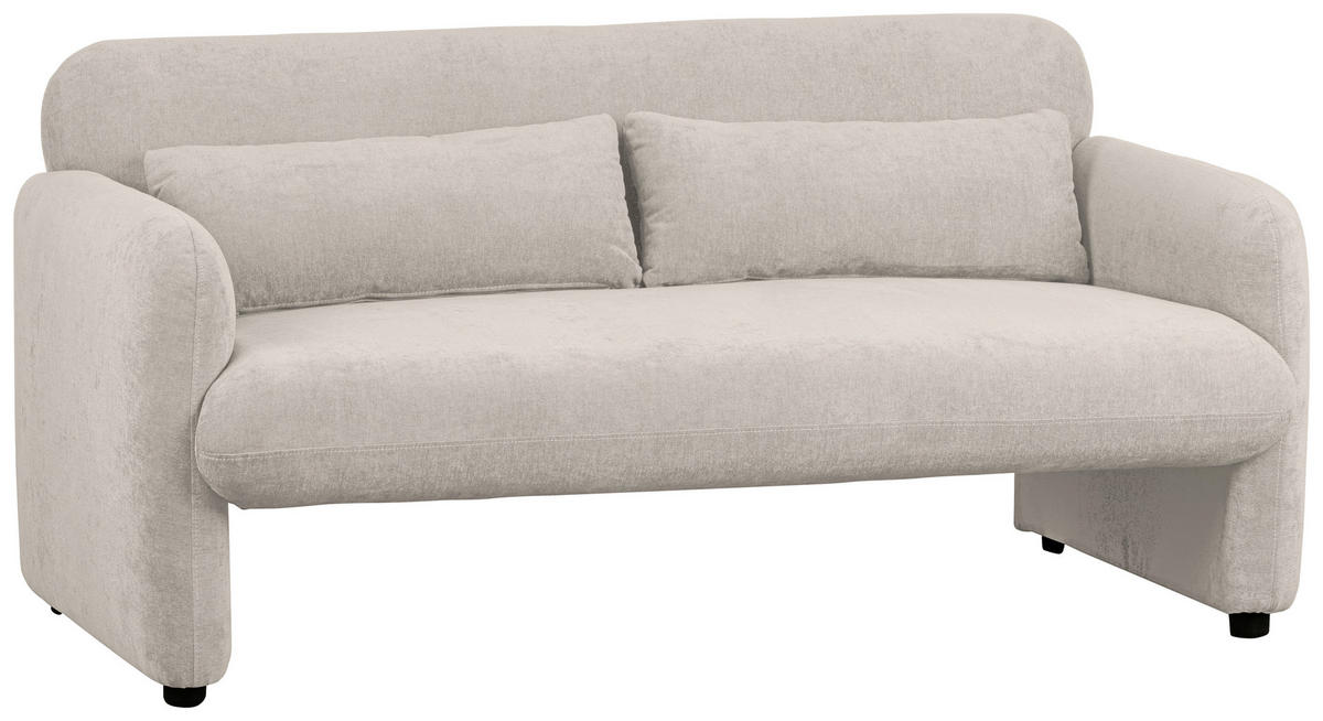 2-SITZER-SOFA Samt Creme  - Creme/Schwarz, Design, Holz/Kunststoff (148/83/76cm) - MID.YOU