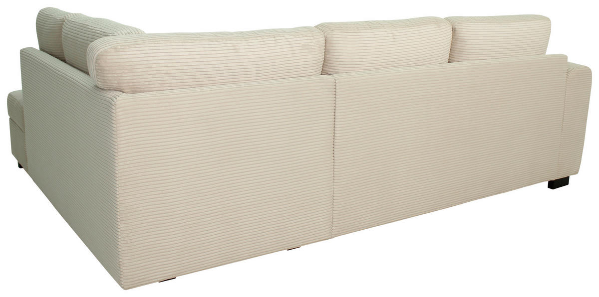 ECKSOFA JOHN Creme Cord Rückenkissen, Bettkasten, Liegefläche im Originalstoff  - Creme/Schwarz, Trend, Kunststoff/Textil (239/178cm) - P & B