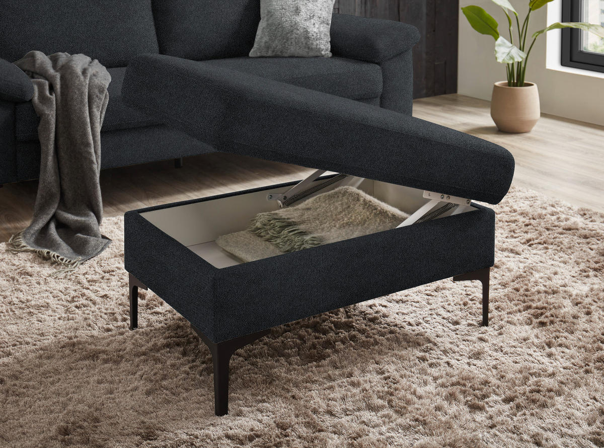 3-SITZER-SOFA in Flachgewebe Anthrazit  - Anthrazit/Schwarz, Design, Textil/Metall (226/89/97cm) - Pure Home Lifestyle