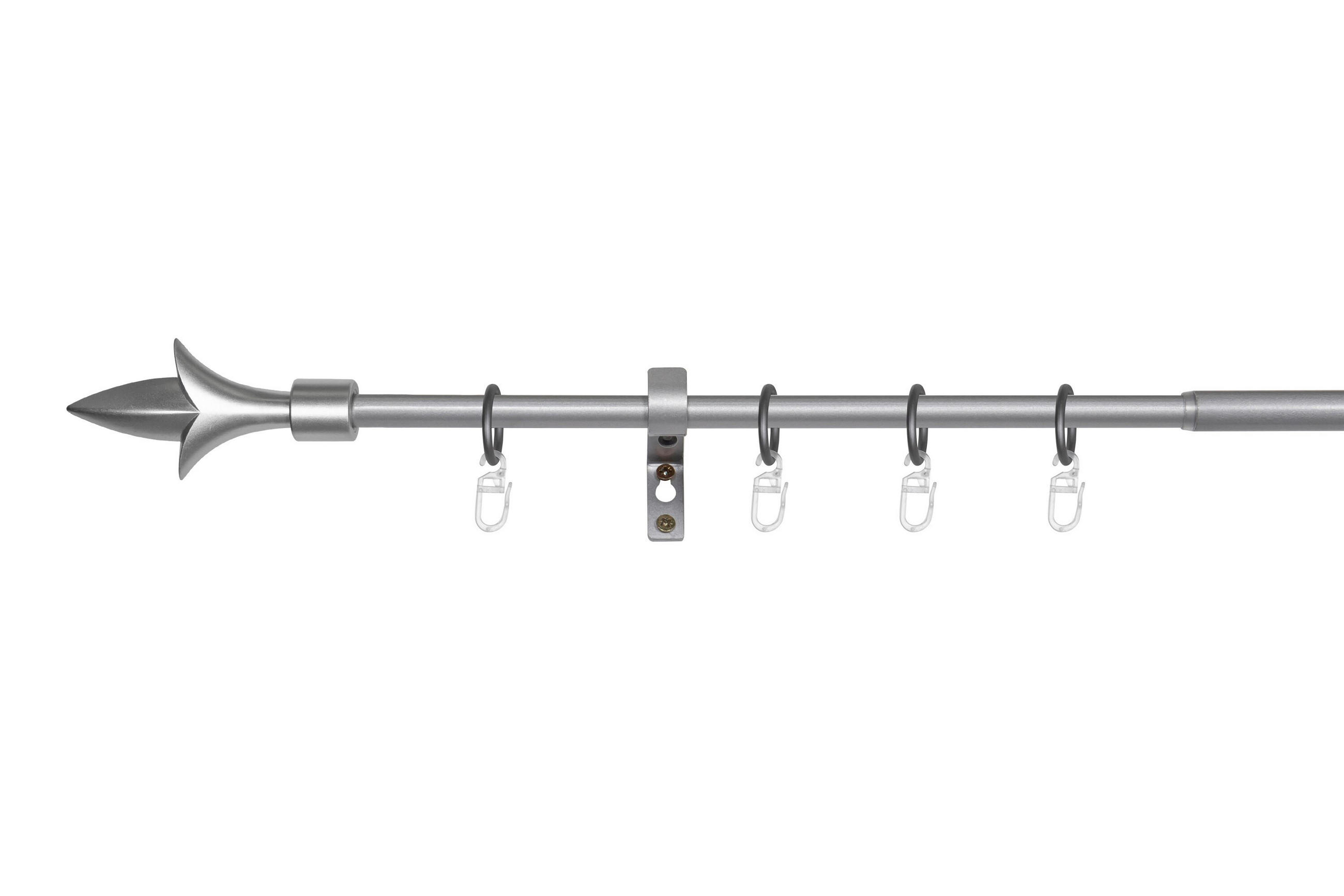 VORHANGSTANGENSET  130 cm  - Grau Hochglanz, Basics, Metall (130cm)