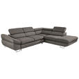 ECKSOFA in Webstoff Creme, Grau  - Creme/Grau, Design, Textil/Metall (280/235cm) - Hom`in