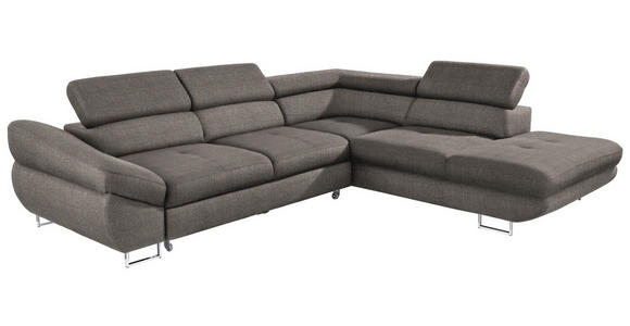 ECKSOFA in Webstoff Creme, Grau  - Creme/Grau, Design, Textil/Metall (280/235cm) - Hom`in