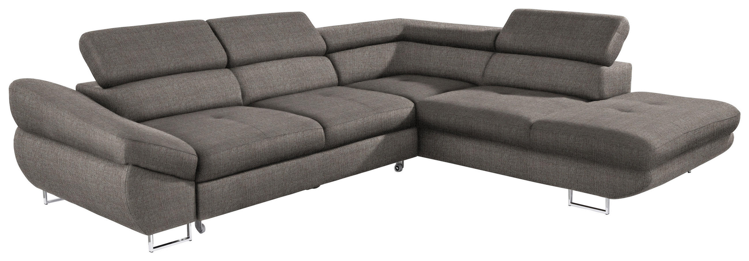ECKSOFA in Webstoff Creme, Grau  - Creme/Grau, Design, Textil/Metall (280/235cm) - Hom`in