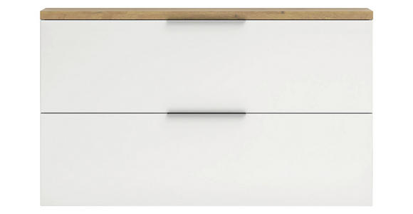 HÄNGESCHUHSCHRANK 140/82/19 cm - Eichefarben/Weiß Hochglanz, Design, Holzwerkstoff/Metall (140/82/19cm) - Xora