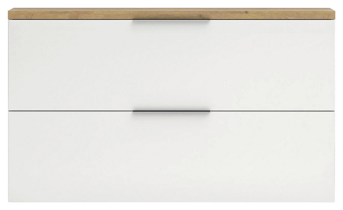 HÄNGESCHUHSCHRANK Weiß Hochglanz, Eichefarben  - Eichefarben/Weiß Hochglanz, Design, Holzwerkstoff/Metall (140/82/19cm) - Xora