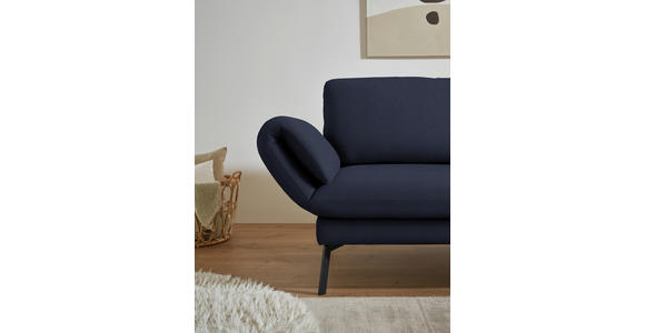 ECKSOFA  in Flachgewebe Blau Armteilverstellung, Relaxfunktion, Drehsitzfunktion  255-365/175-224 cm  - Blau/Schwarz, Design, Textil/Metall (255-365/175-224cm) - Dieter Knoll