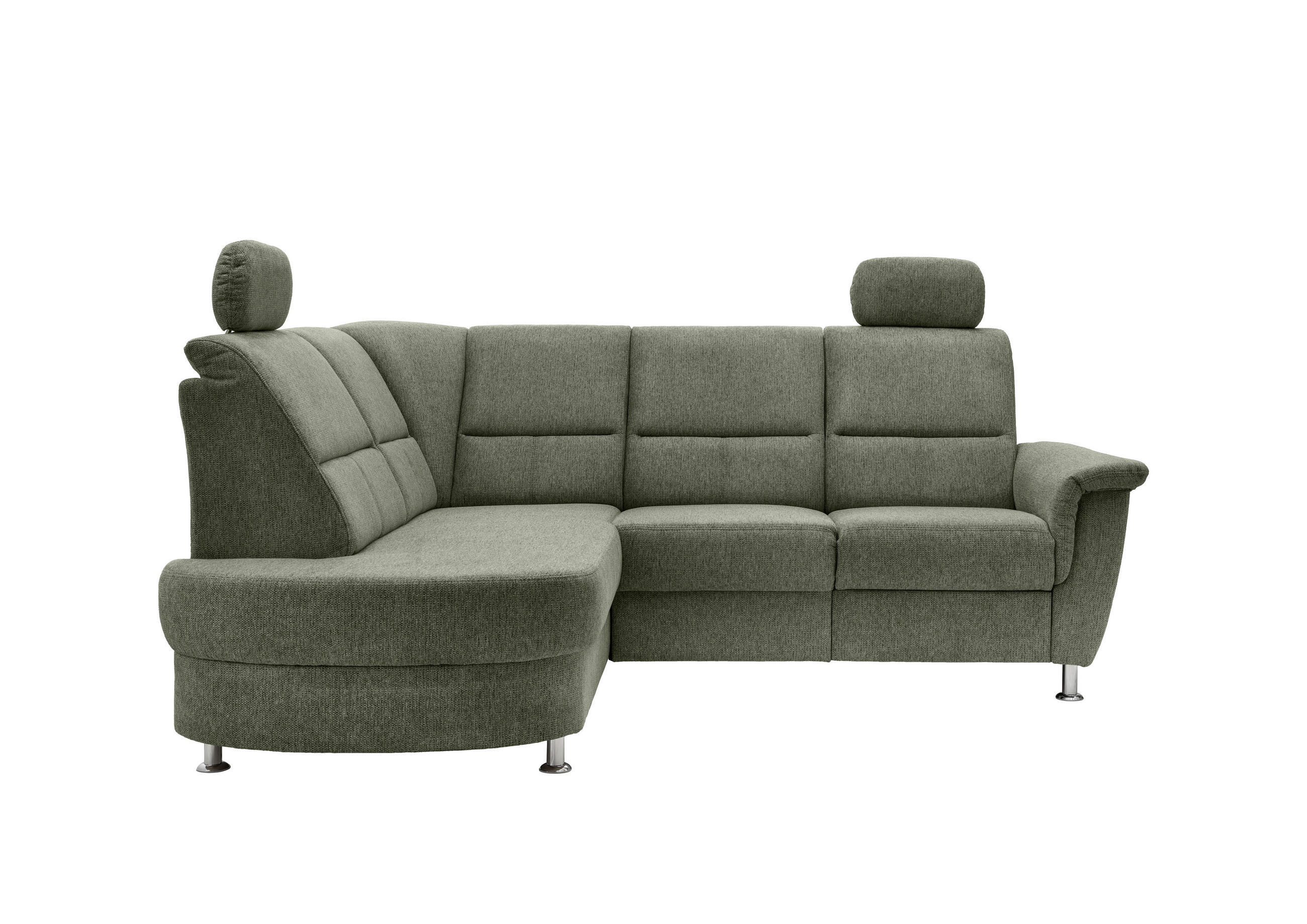 ECKSOFA in Chenille Grün  - Chromfarben/Grün, Konventionell, Textil/Metall (184/231cm) - Livetastic