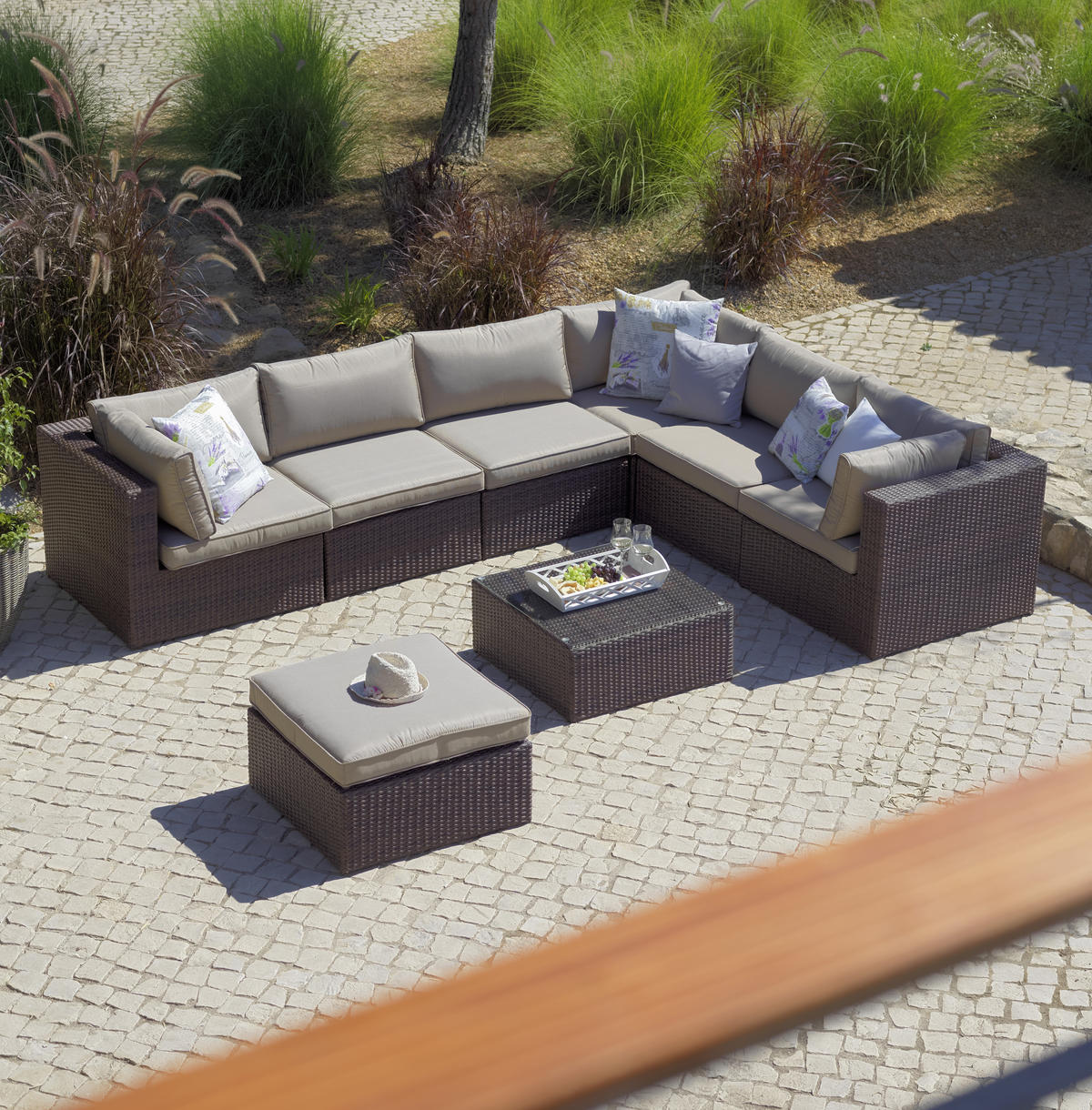 LOUNGE ÜLŐKE  - bézs/barna, Romantik / Landhaus, műanyag/Üveg (70/31/70cm) - Ambia Garden