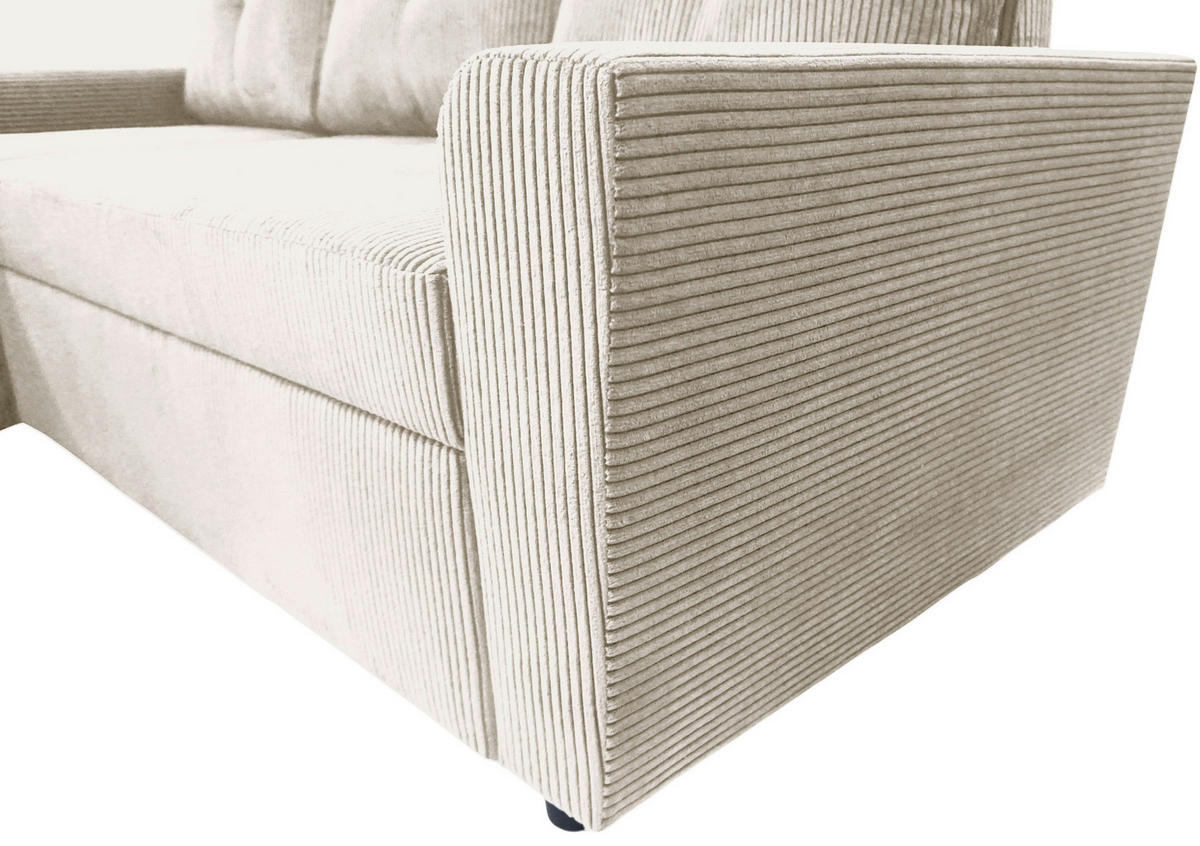 ECKSOFA TERMOLI Beige Cord Rückenkissen, Bettkasten  - Beige/Schwarz, Design, Kunststoff/Textil (155/231cm) - MID.YOU