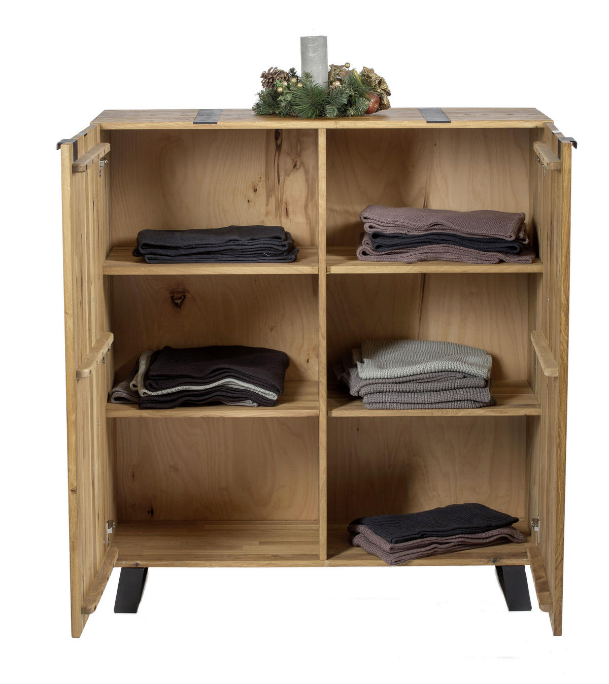 KOMMODE  in 115/126,5/43 cm  - Eichefarben/Schwarz, Trend, Holz/Metall (115/126,5/43cm) - Landscape