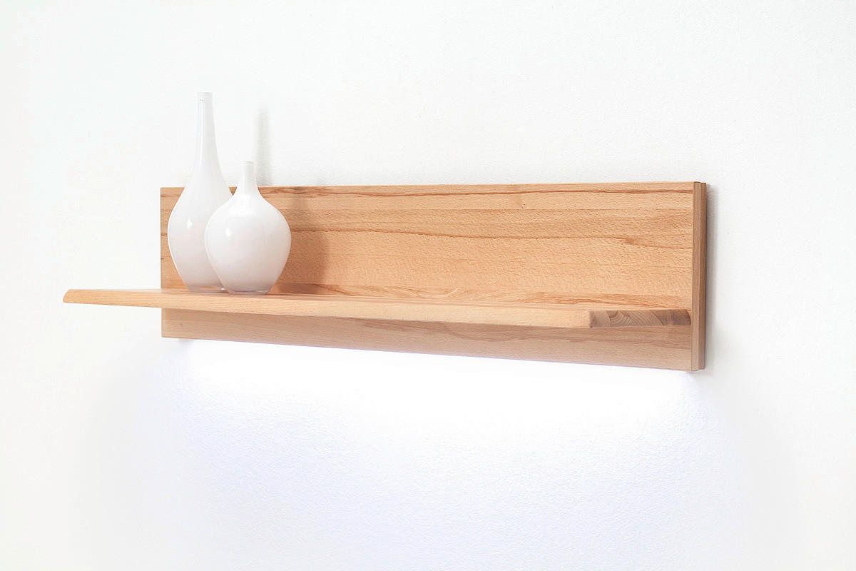 WOHNWAND  in Buchefarben  303/209/51 cm  - Silberfarben/Buchefarben, Design, Glas/Holz (303/209/51cm) - Livetastic