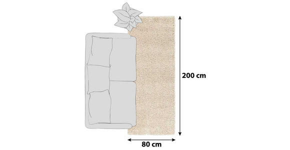 HOCHFLORTEPPICH 80/200 cm Fashion Shaggy  - Beige, Basics, Textil (80/200cm) - Novel