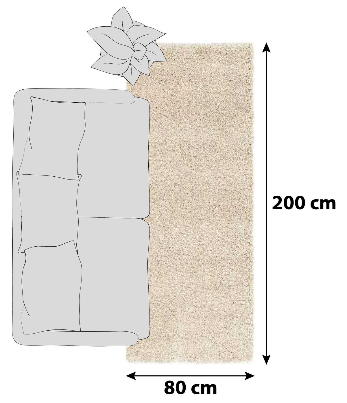 LÄUFER 80/200 cm Fashion Shaggy Beige  - Beige, Basics, Textil (80/200cm) - Novel