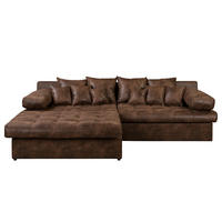ECKSOFA Lederlook Dunkelbraun  - Dunkelbraun/Schwarz, Design, Kunststoff/Textil (243/284cm) - P & B