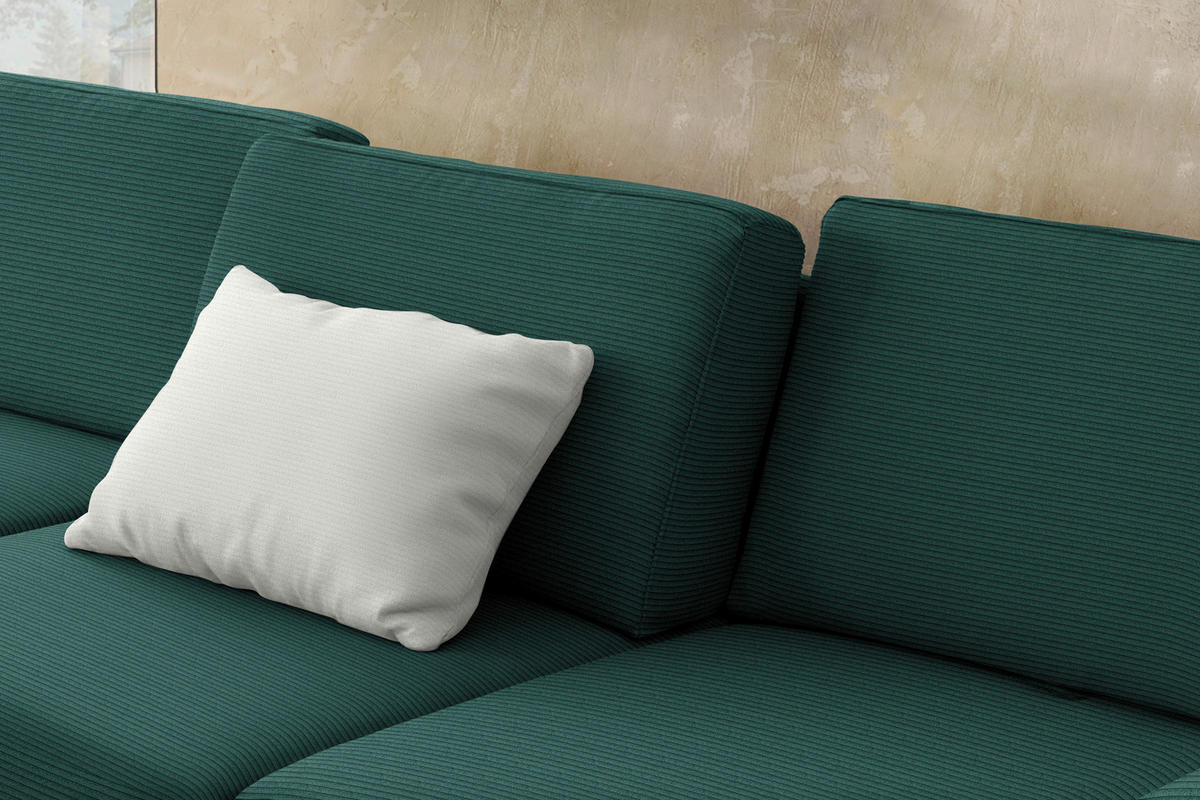 ECKSOFA Cord Waldgrün  - Waldgrün/Schwarz, Design, Textil/Metall (185/298cm) - Pure Home Lifestyle