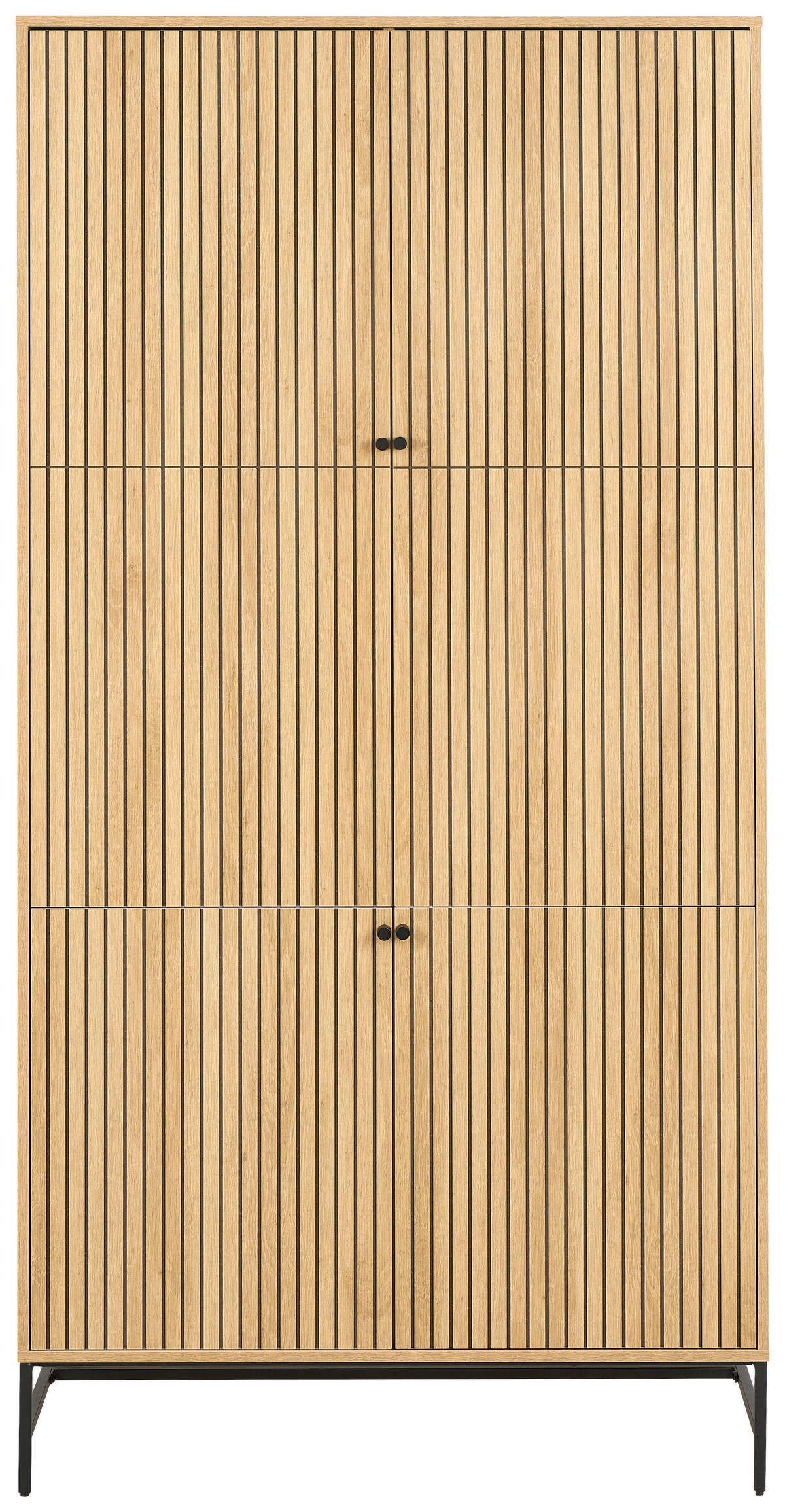 OMARA S KLASIČNIMI VRATI, furnirano hrast naravne barve, črna  - črna/naravne barve, Design, kovina/leseni material (99/200/60cm) - MID.YOU