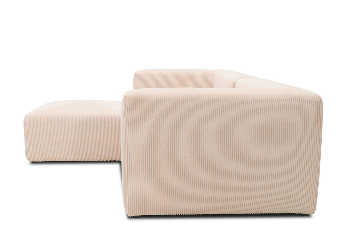 ECKSOFA Creme Cord, Mikrofaser  - Creme/Schwarz, Design, Kunststoff/Textil (216/69/193cm) - MID.YOU
