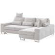 ECKSOFA Creme Flachgewebe  - Creme, Design, Textil/Metall (260/188cm) - Hom`in