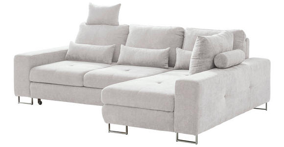 ECKSOFA in Flachgewebe Creme  - Creme, Design, Textil/Metall (260/188cm) - Hom`in